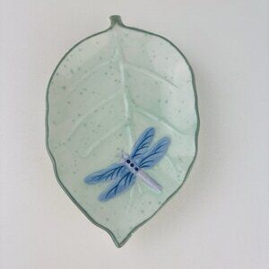 Favorite Things Green Dragonfly Porcelain Soap Dish Or Trinket Dish